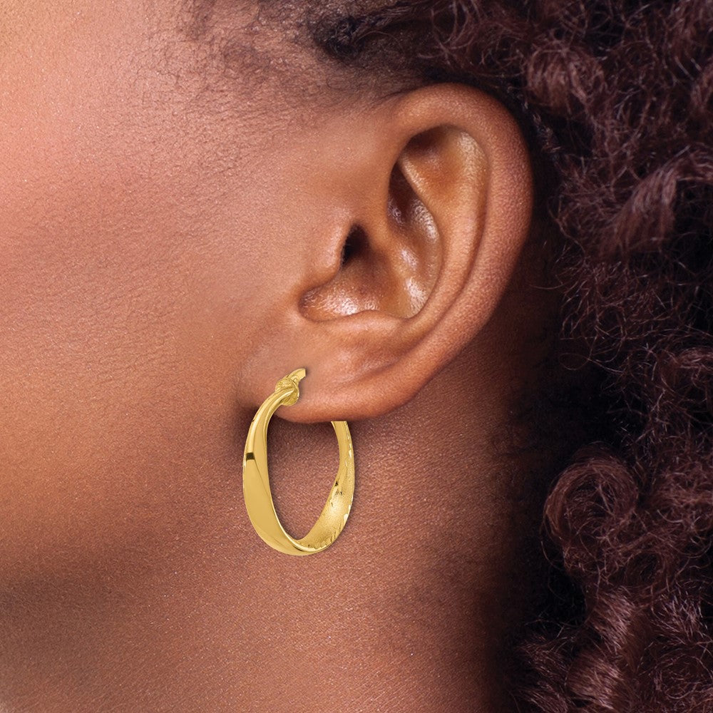 Sterling Silver Gold Plated Polished Hoop Earrings