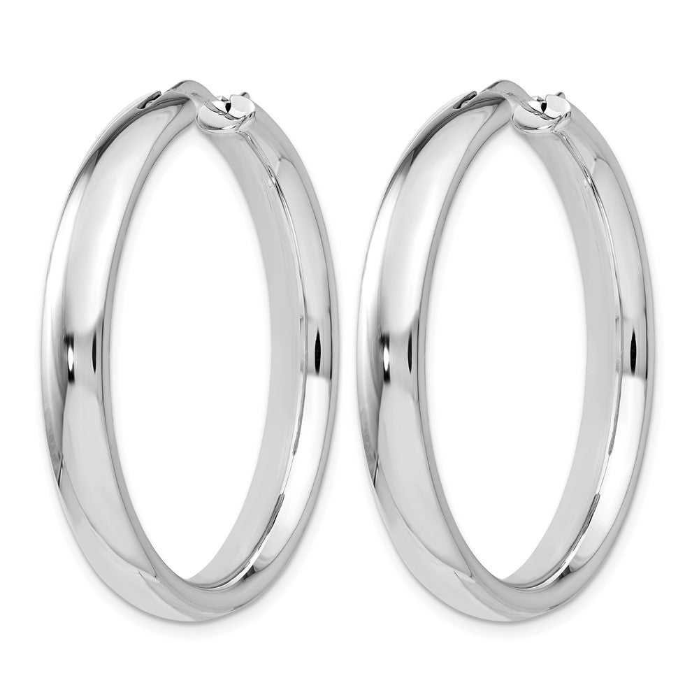 Sterling Silver Rhodium Plated 5mm Half Round Tube Earrings