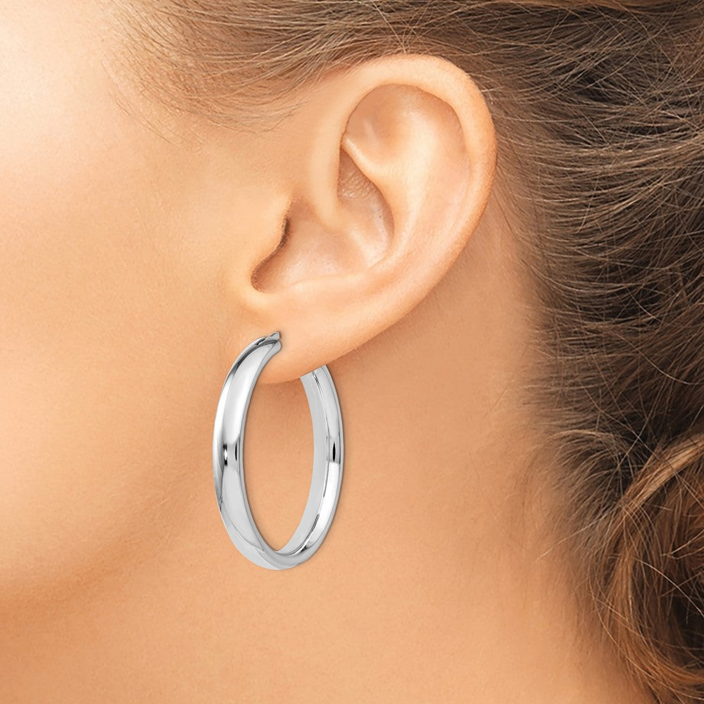 Sterling Silver Rhodium Plated 5mm Half Round Tube Earrings