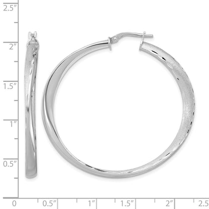 Sterling Silver Rhodium Plated Polished Hoop Earrings