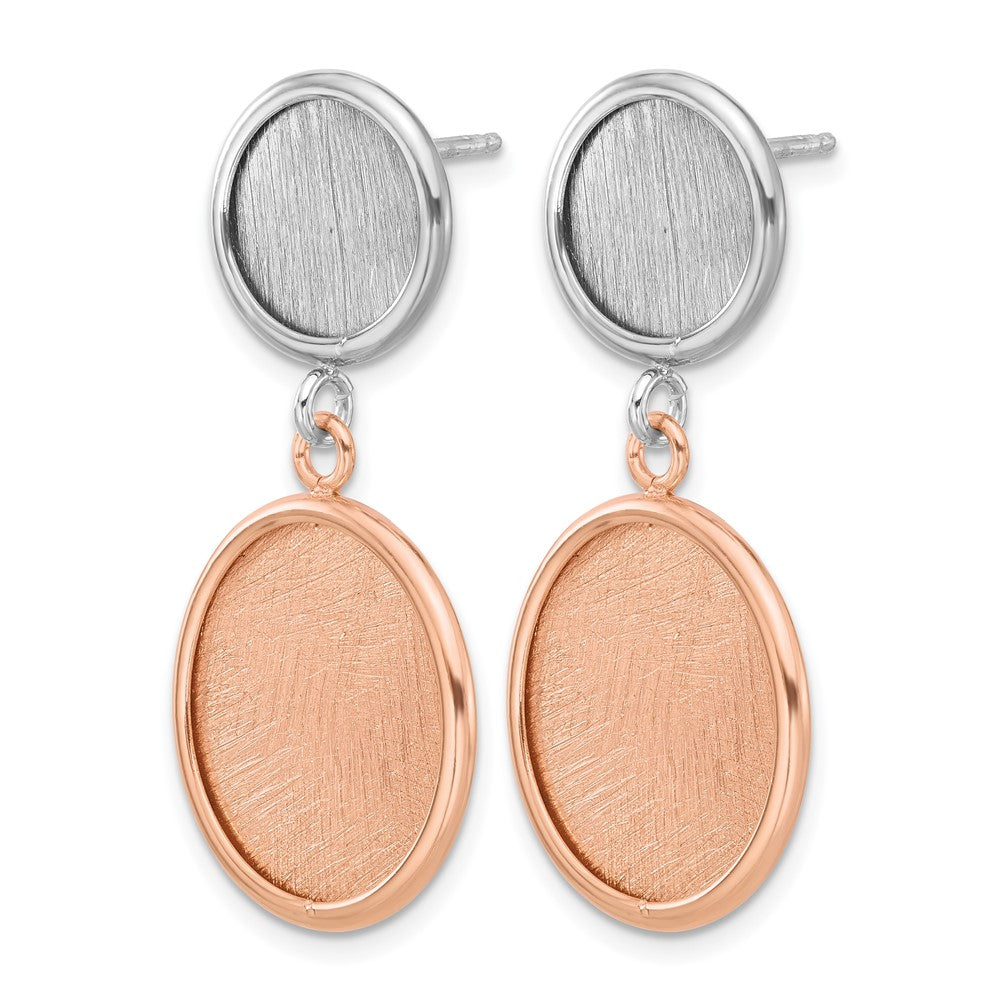 Sterling Silver Ss Rhodium/Rose Tone Radiant Essence Polished/Scratch Earrings