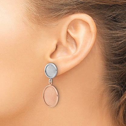 Sterling Silver Ss Rhodium/Rose Tone Radiant Essence Polished/Scratch Earrings