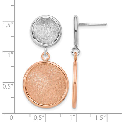 Sterling Silver Ss Rhodium/Rose Tone Radiant Essence Polished/Scratch Earrings