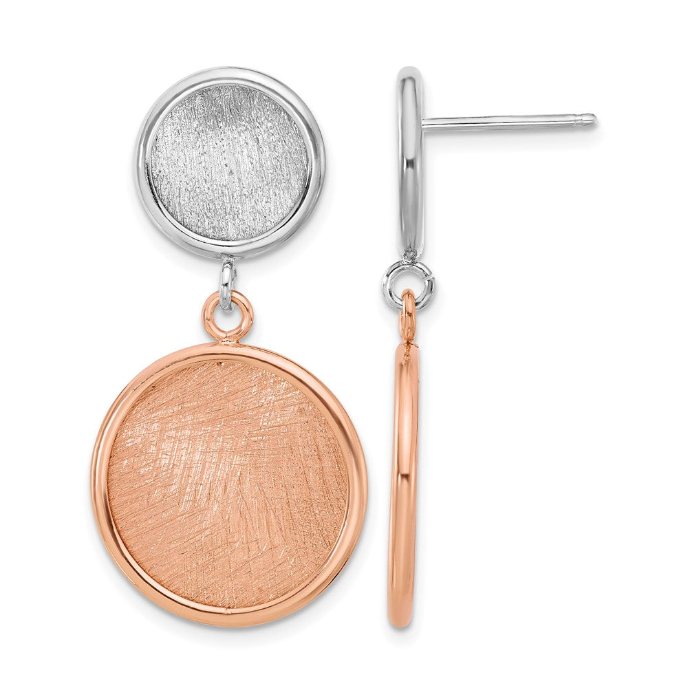 Sterling Silver Ss Rhodium/Rose Tone Radiant Essence Polished/Scratch Earrings