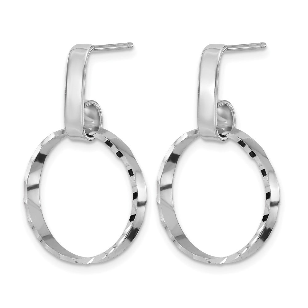 Sterling Silver Rhodium Plated D/C Circles Post Dangle Earrings