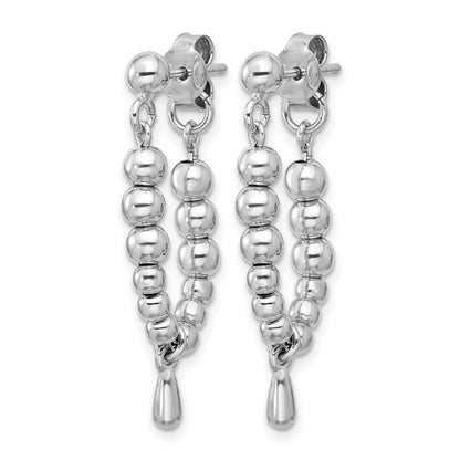 Sterling Silver Rh Plated Ball Dangle Post Earrings