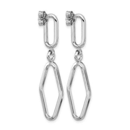 Sterling Silver Rh Plat Polish Geometric Dangle Post Earrings