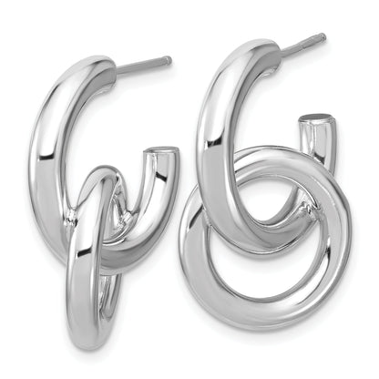 Sterling Silver Rh Plated Polished Circle Drop Post Earrings