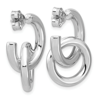 Sterling Silver Rh Plated Polished Circle Drop Post Earrings