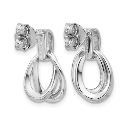 Sterling Silver Ss Rh Plated Polished/Brushed Ovals Dangle Post Earrings