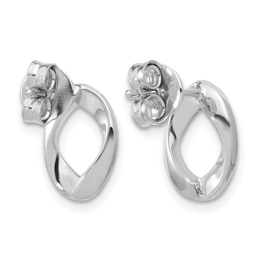 Sterling Silver Rh Plated Polish/Brushed Oval Post Earrings