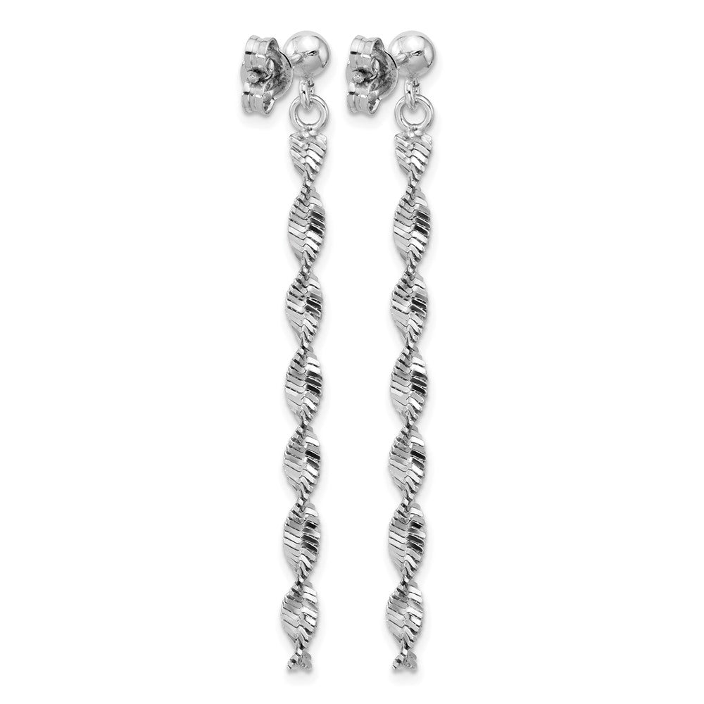 Sterling Silver Rh Plat Polish/Dia. Cut Dangle Post Earrings