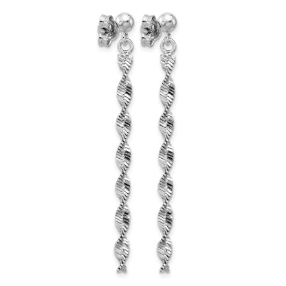 Sterling Silver Rh Plat Polish/Dia. Cut Dangle Post Earrings