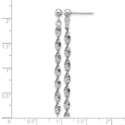 Sterling Silver Rh Plat Polish/Dia. Cut Dangle Post Earrings