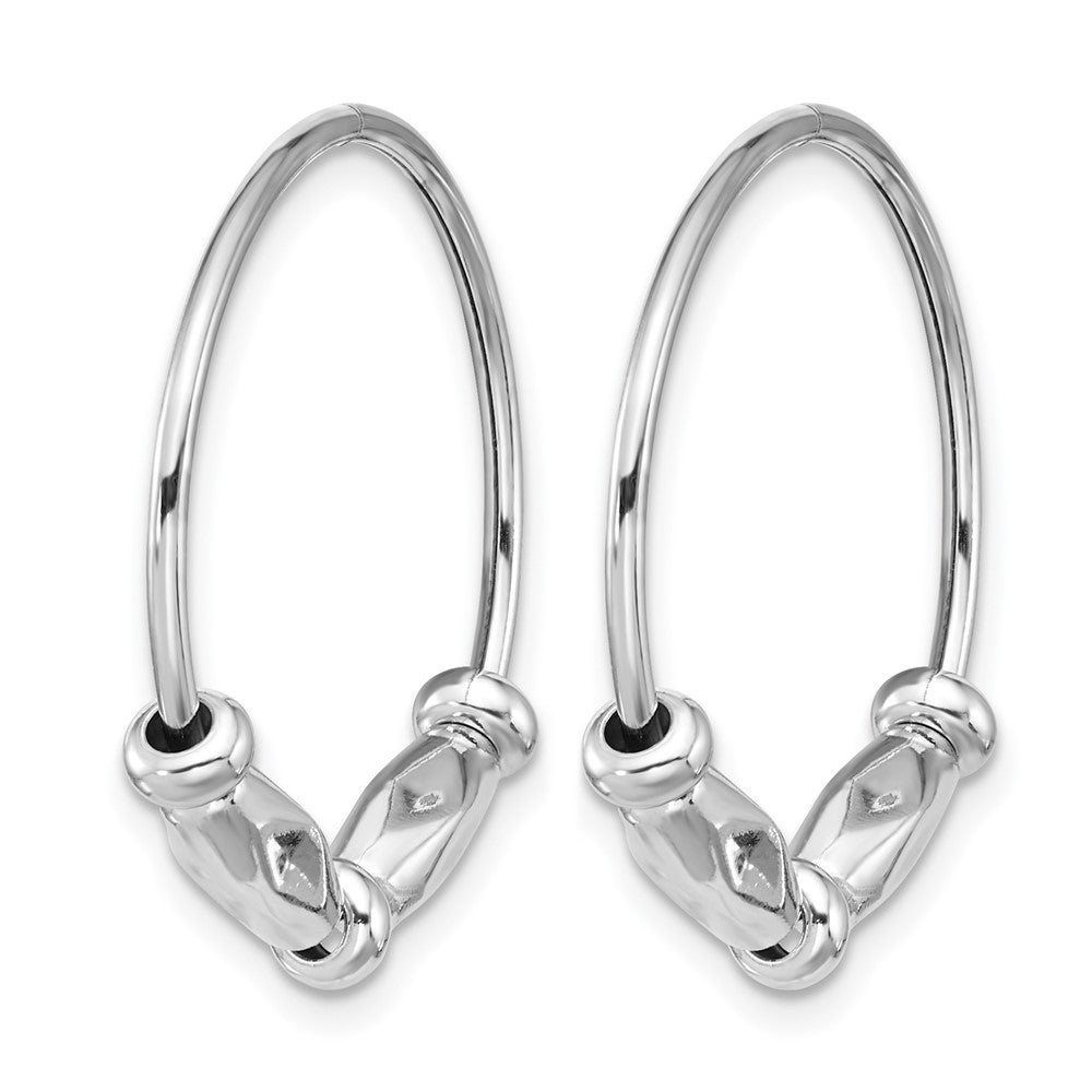 Sterling Silver Rh Plated Fancy Endless Hoop Earrings