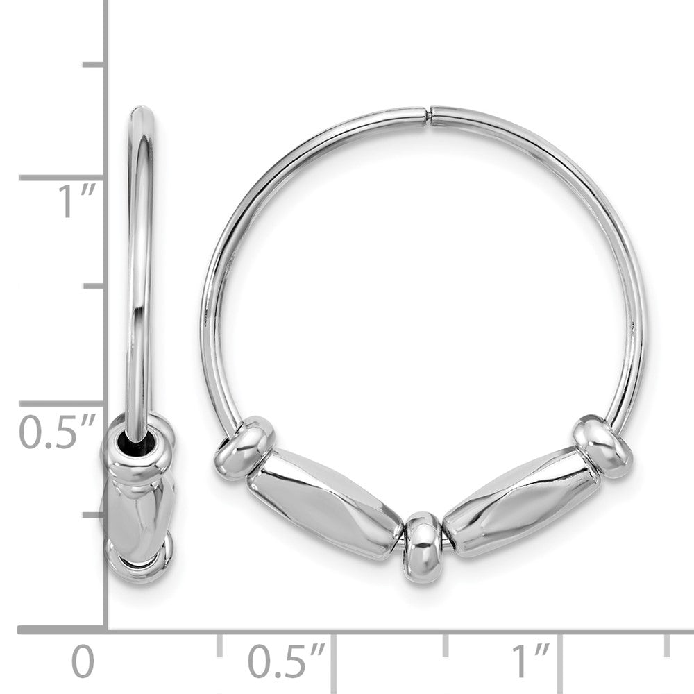 Sterling Silver Rh Plated Fancy Endless Hoop Earrings