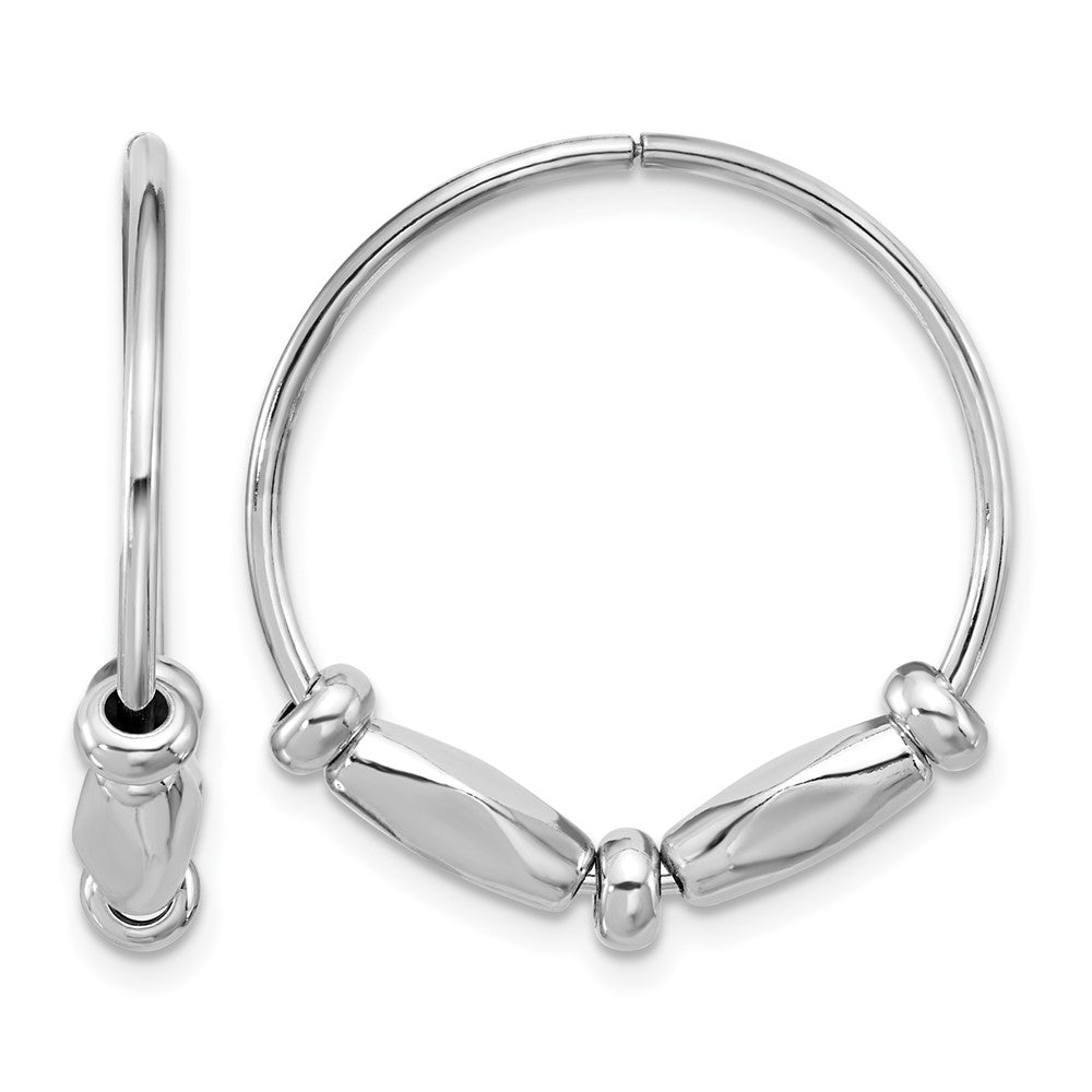 Sterling Silver Rh Plated Fancy Endless Hoop Earrings