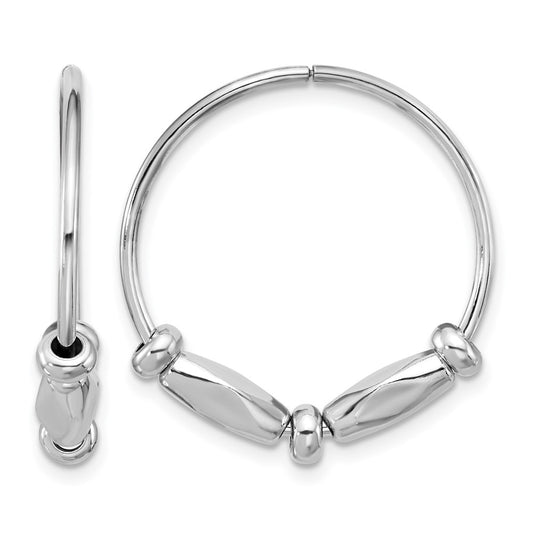 Sterling Silver Rh Plated Fancy Endless Hoop Earrings