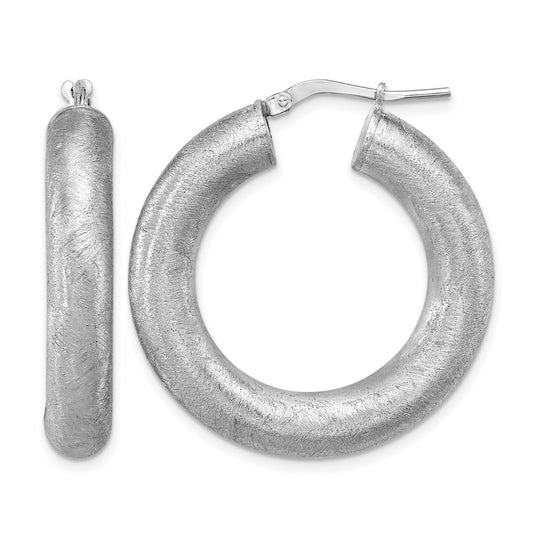 Sterling Silver Rh Plated Radiant Essence Hoop Earrings