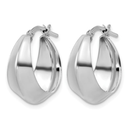 Sterling Silver Rh Plated Polished Graduated Hoop Earrings