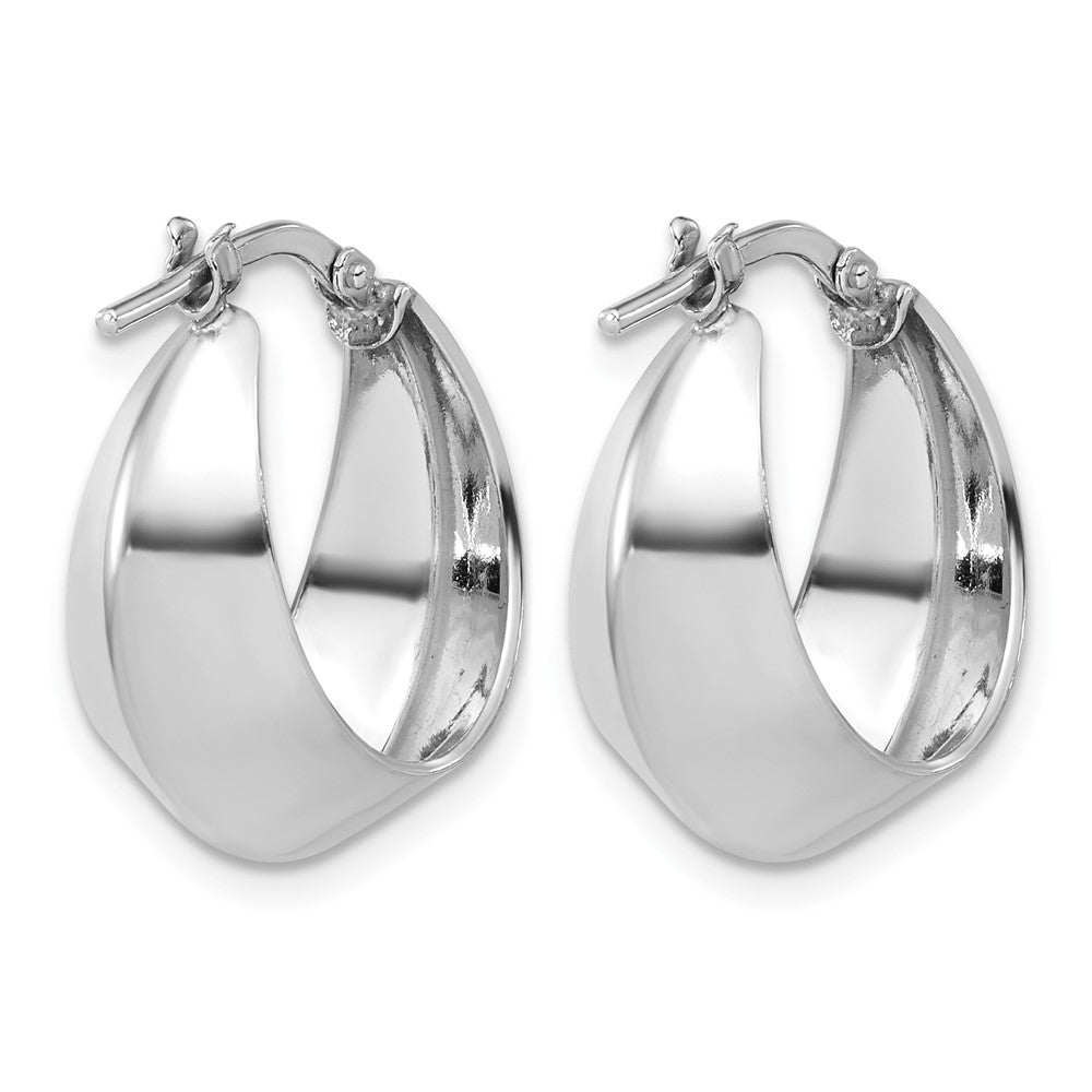 Sterling Silver Rh Plated Polished Graduated Hoop Earrings