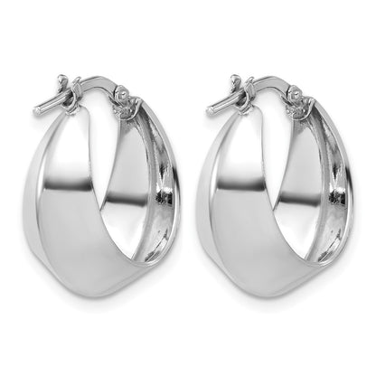 Sterling Silver Rh Plated Polished Graduated Hoop Earrings