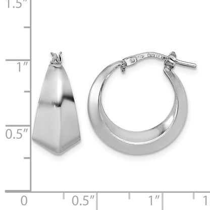 Sterling Silver Rh Plated Polished Graduated Hoop Earrings