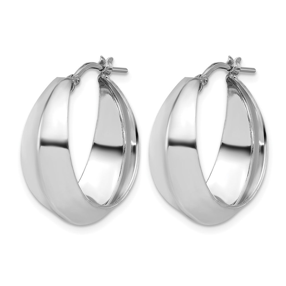 Sterling Silver Rh Plated Polished Graduated Hoop Earrings
