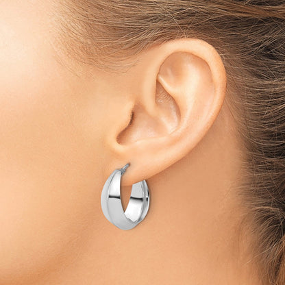 Sterling Silver Rh Plated Polished Graduated Hoop Earrings