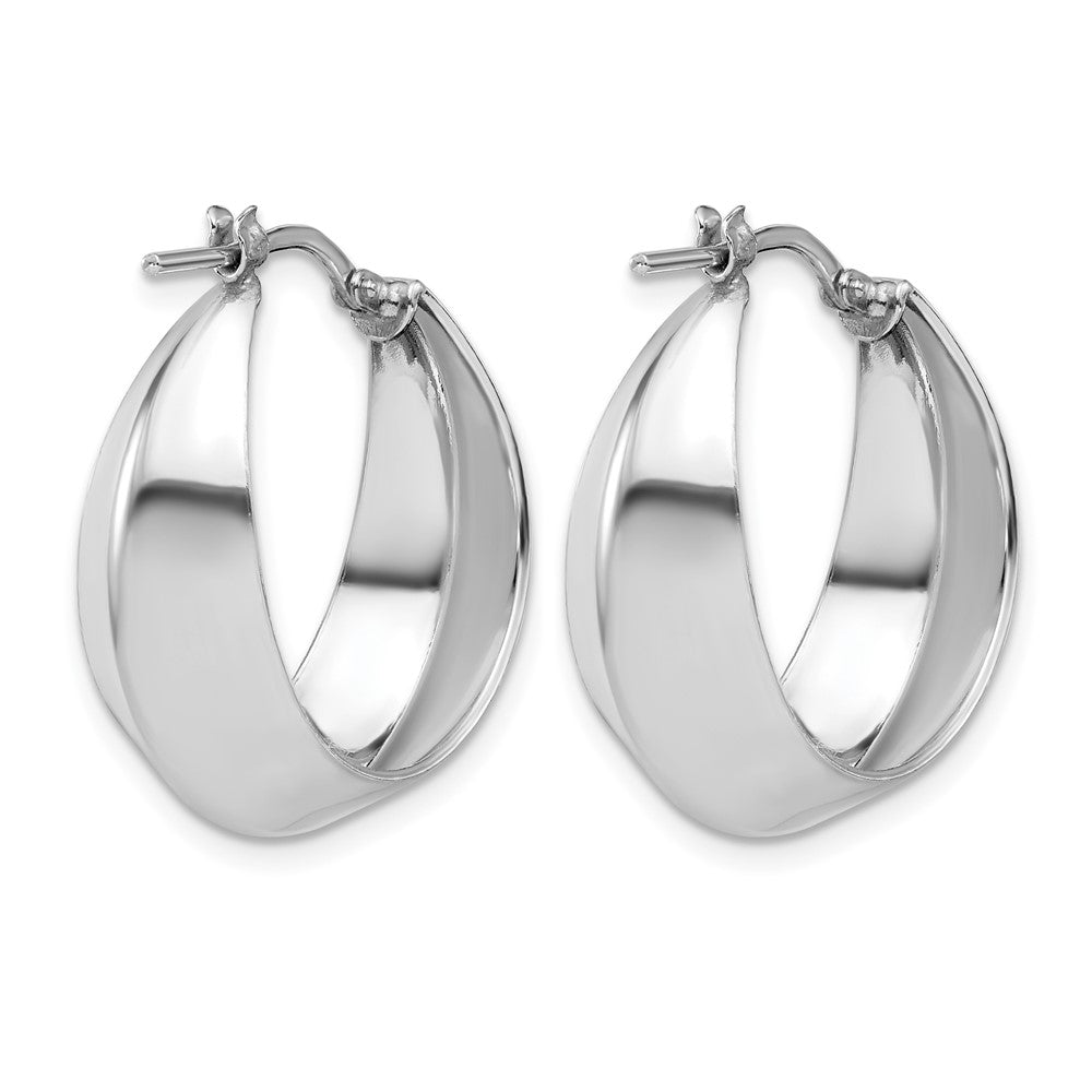 Sterling Silver Rh Plated Polished Graduated Hoop Earrings