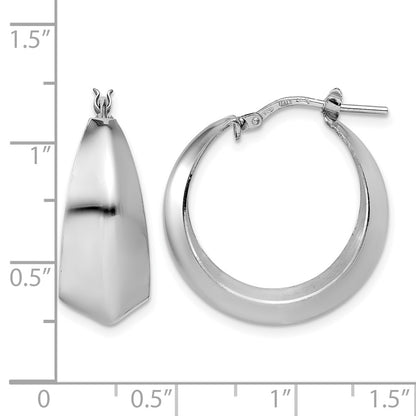 Sterling Silver Rh Plated Polished Graduated Hoop Earrings