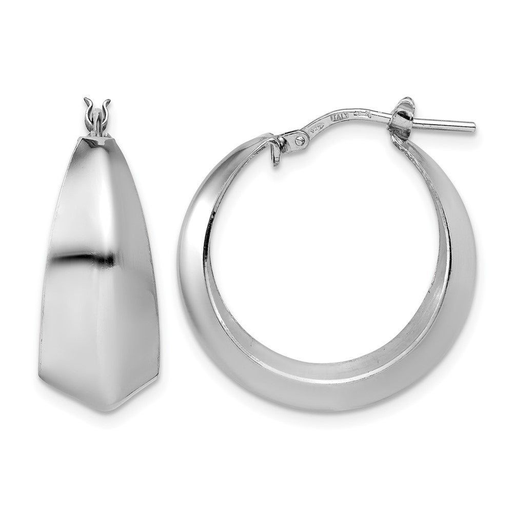 Sterling Silver Rh Plated Polished Graduated Hoop Earrings