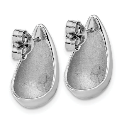 Sterling Silver Rh Plated Polished Puff Teardrop Post Earrings