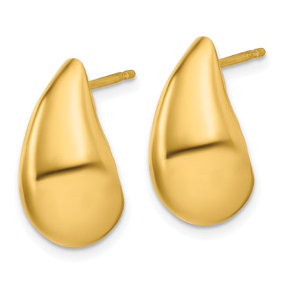 Gold Plated Sterling Silver Plt Polished Puff Teardrop Post Earrings