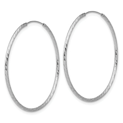 Sterling Silver Ss Rh Plated Diamond Cut 1.25mm Endless Hoop Earrings