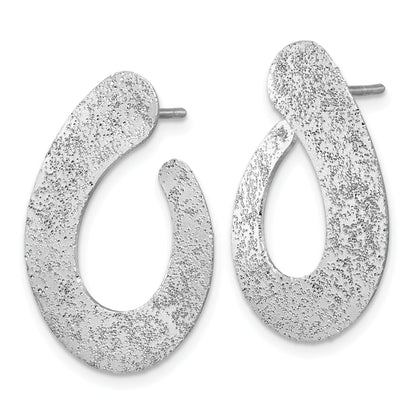 Sterling Silver Ss Rh Plated Radiant Essence Textured Teardrop Post Earrings