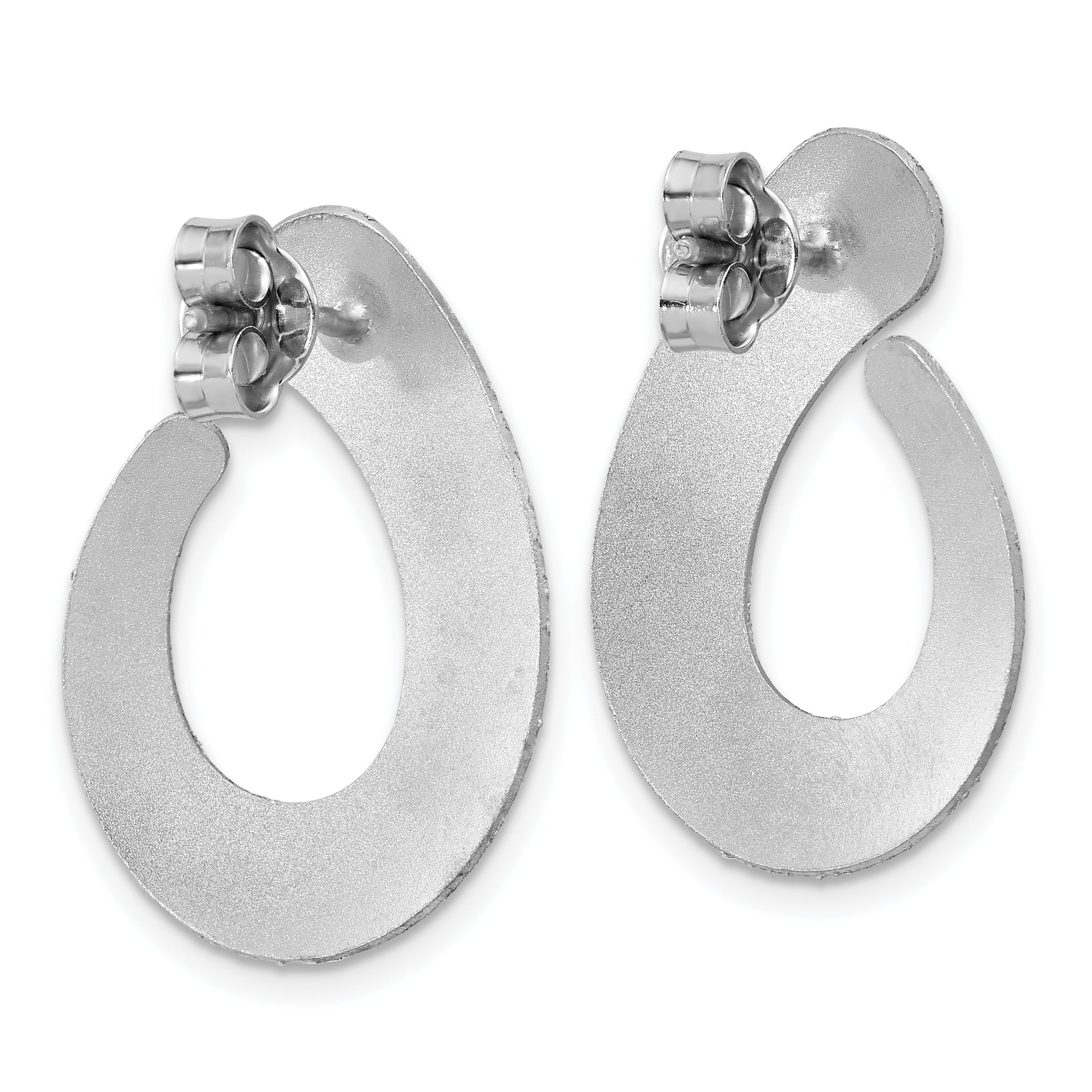 Sterling Silver Ss Rh Plated Radiant Essence Textured Teardrop Post Earrings