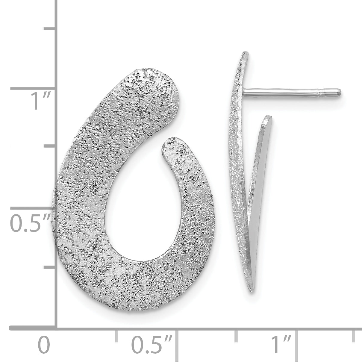 Sterling Silver Ss Rh Plated Radiant Essence Textured Teardrop Post Earrings