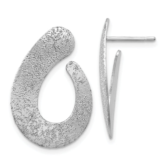 Sterling Silver Ss Rh Plated Radiant Essence Textured Teardrop Post Earrings
