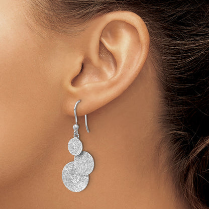 Sterling Silver Ss Rh Plated Radiant Essence Textured Circles Dangle Earrings
