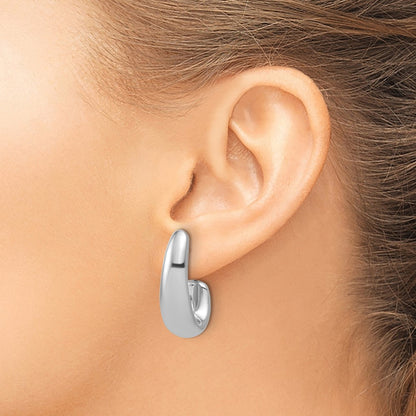 Sterling Silver Rh Plated Polished Post J Hoop Earrings