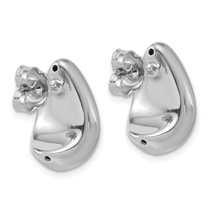 Sterling Silver Rh Plat Polished Puff Teardrop Post Earrings