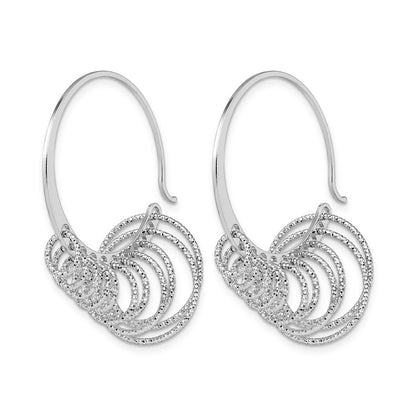 Sterling Silver Polished And Laser-Cut Hoop Earrings