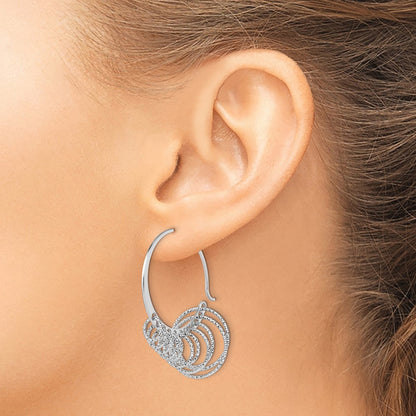 Sterling Silver Polished And Laser-Cut Hoop Earrings
