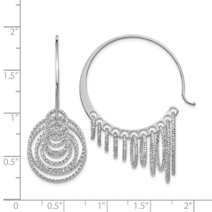 Sterling Silver Polished And Laser-Cut Hoop Earrings