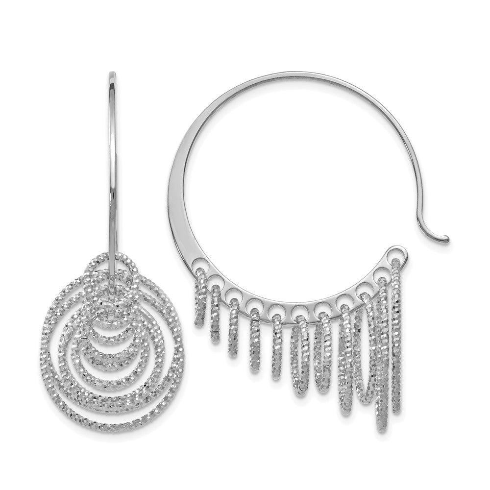 Sterling Silver Polished And Laser-Cut Hoop Earrings