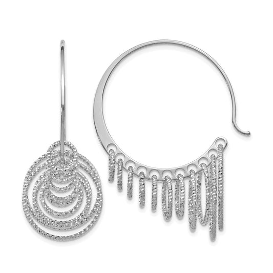 Sterling Silver Polished And Laser-Cut Hoop Earrings