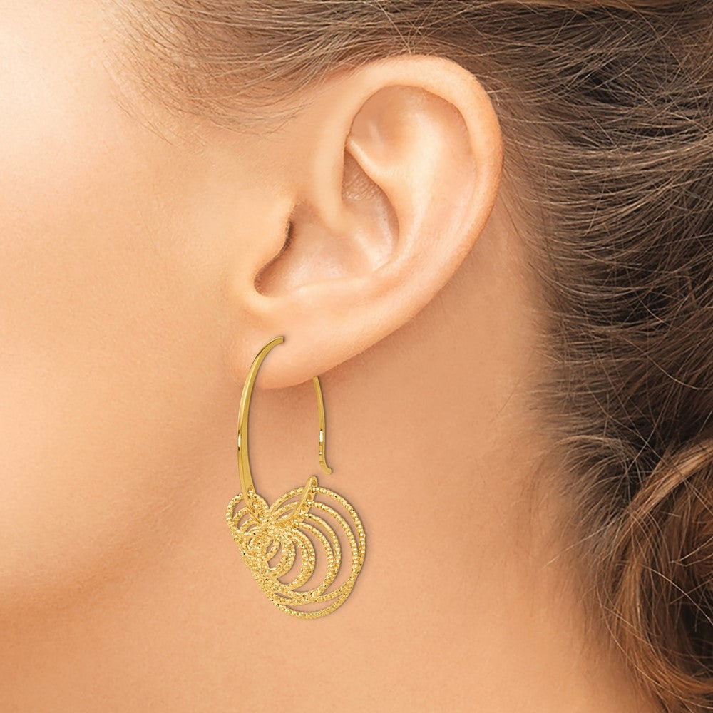Ss/Gold Plated Ss And Gold-Plated Polished Laser-Cut Hoop Earrings