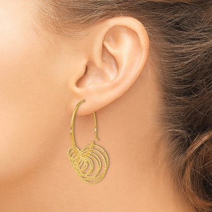 Ss/Gold Plated Ss And Gold-Plated Polished Laser-Cut Hoop Earrings