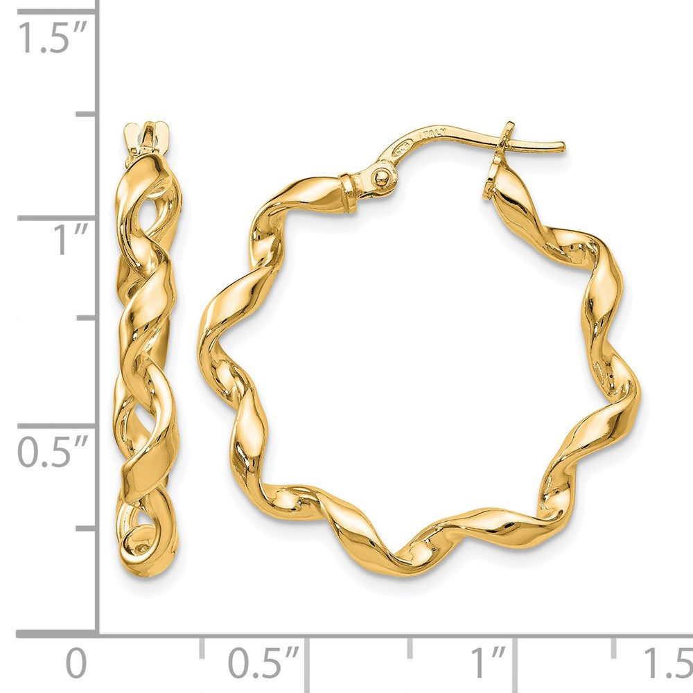 Sterling Silver Gold Tone Polished Twisted Hoop Earrings